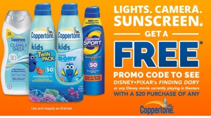 Free Finding Dory Movie Ticket w/ Copperstone Sunscreen Purchase