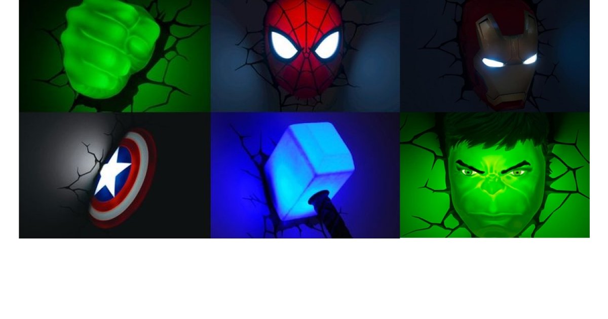Marvel Superhero 3D Wall Nightlights 29.99 ThinkGeek