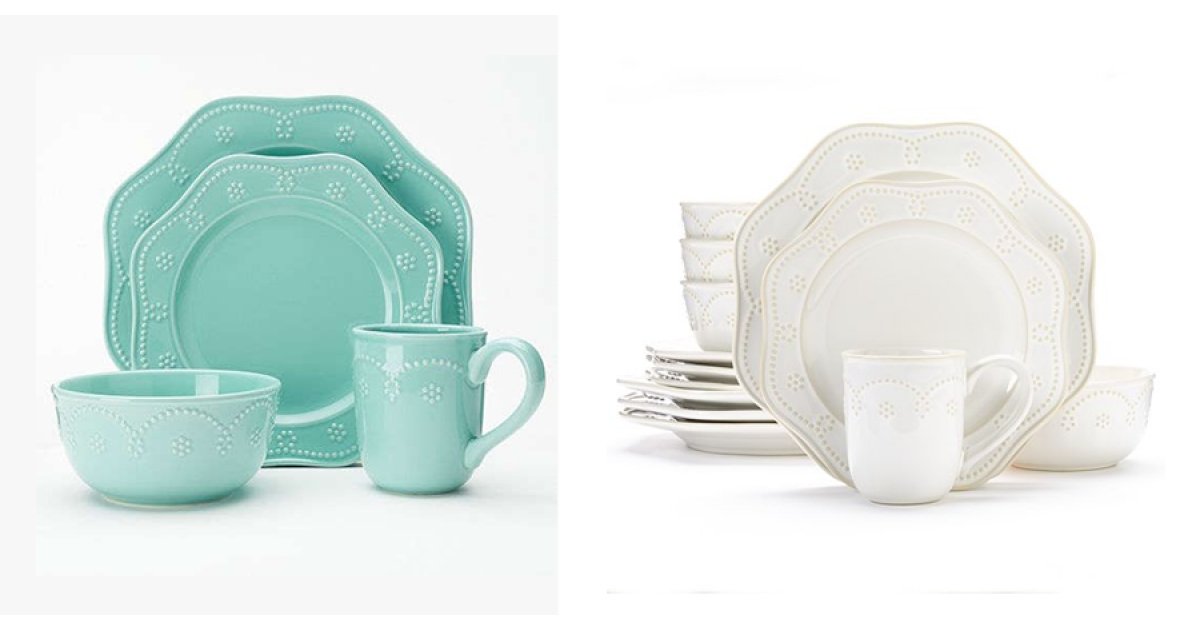 16 Piece Food Network Fontinella Beaded Dinnerware Set 49 Kohls