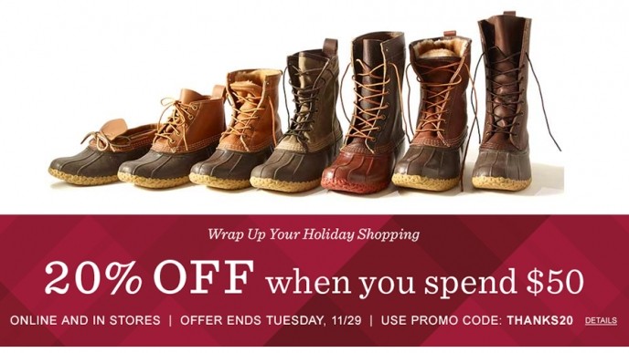 Get 20% Off When You Spend $50 (w/ Code) @ LL Bean