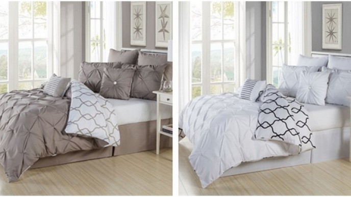 8-Piece Reversible Pintucked Comforter Set (Queen or King) $70 Shipped @ Jane