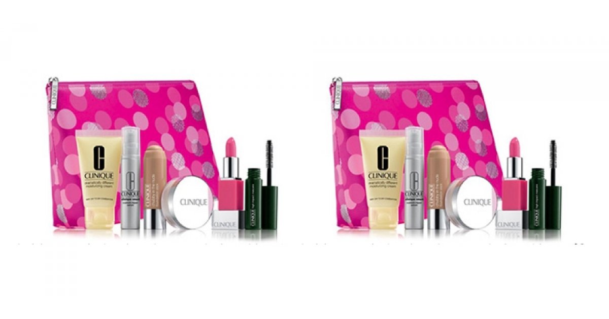 Clinique 6pc Deluxe Sample Gift Set & Cosmetic Bag Free w/ Purchase