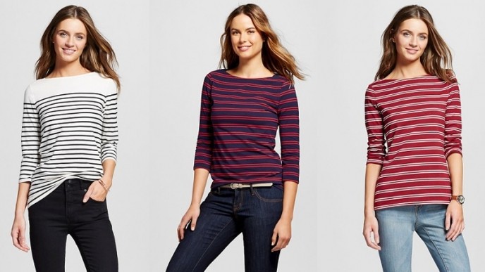 Merona Women's Striped Boatneck Tees $3.60 @ Target