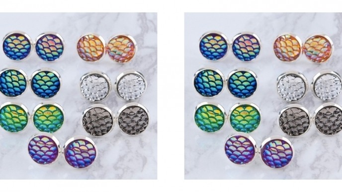 Handmade Druzy Mermaid Scale Stud Earrings $1 @ Wish