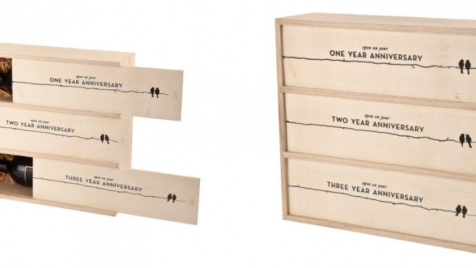 Newlywed Anniversary Wine Box $24 @ Zulily