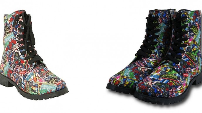 Women's Marvel Printed Combat Boots $14 Or Less (Reg. $40) @ Amazon