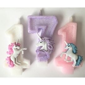 Unicorn Glitter Number Candles $7.50 @ Etsy
