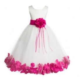 Girls Satin Loose Flower Petals Dress $14