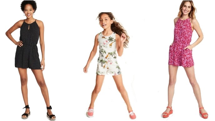 Women's & Kids Rompers Just $10 And Under @ Old Navy
