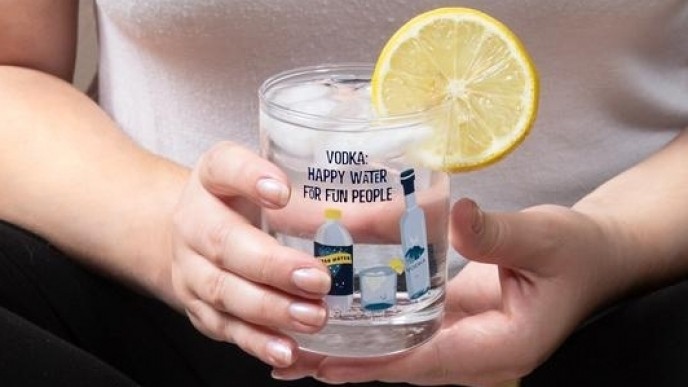 Vodka: Happy Water For Fun People Glass $9.99 @ Zulily