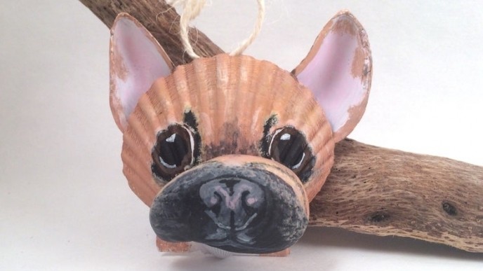 Custom Seashell Dog Portrait Ornaments $35 @ Etsy