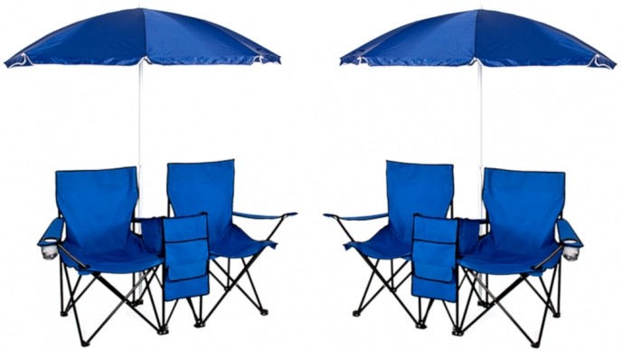 Double Folding Chair With Umbrella And Cooler Now 50 Off Walmart