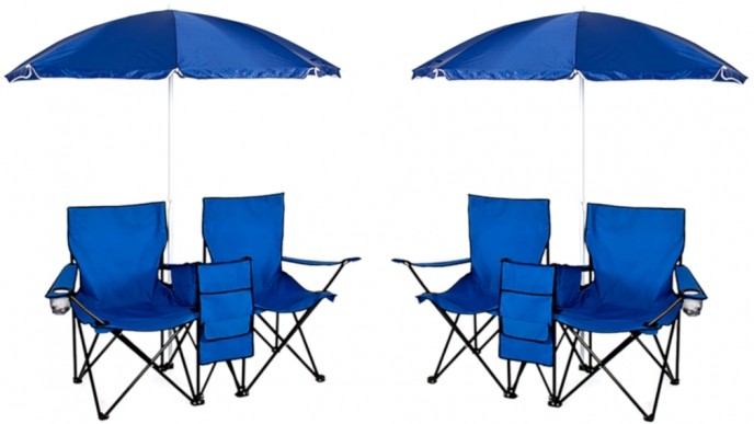 Double Folding Chair With Umbrella And Cooler Now 50 Off Walmart
