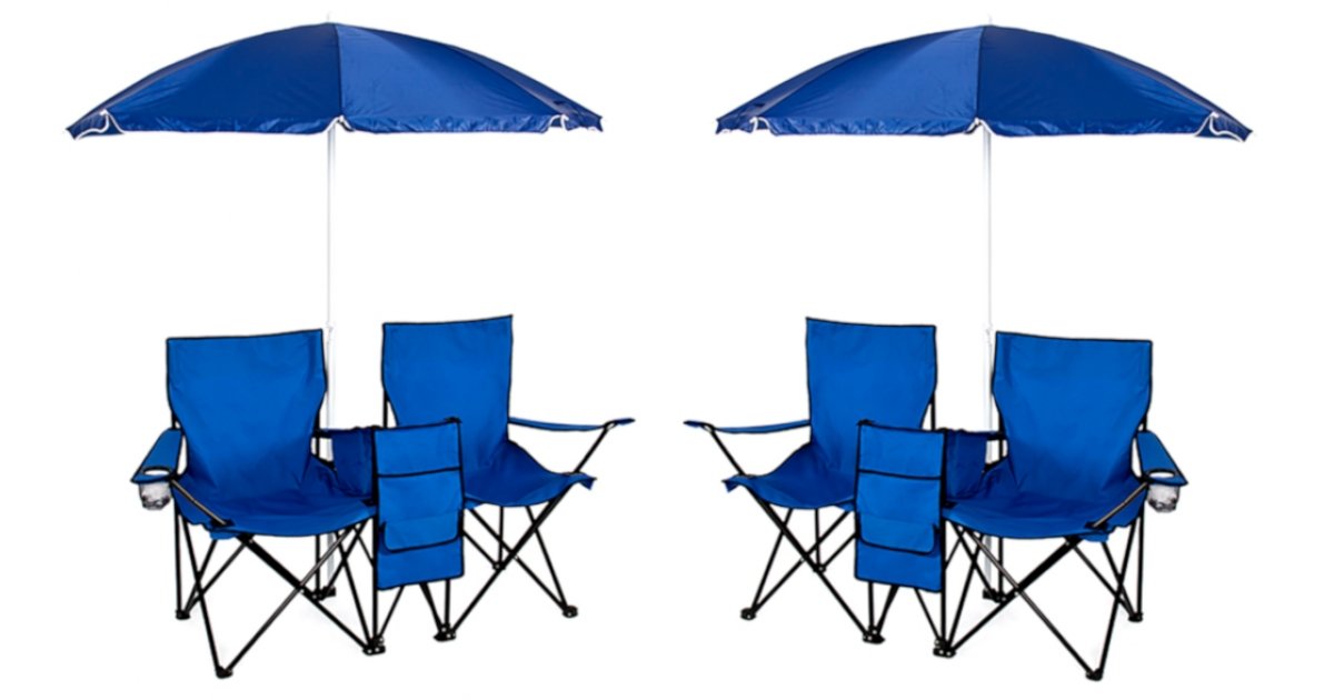 Double Folding Chair With Umbrella And Cooler Now 50 Off Walmart