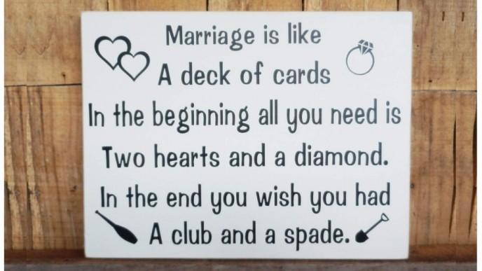 Marriage Is Like A Deck Of Cards Sign From $8 @ Amazon