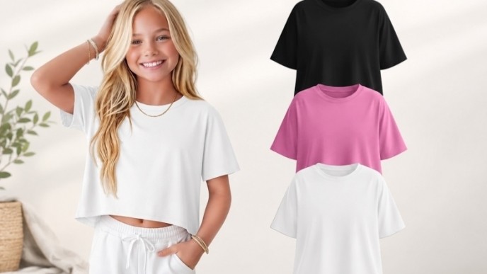 Girls' Oversized Crop Tee 3-Pack Only $7.49