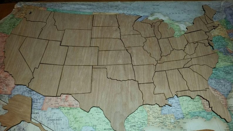 USA Pieces and Matching Map Puzzle Only $55 @ Etsy 